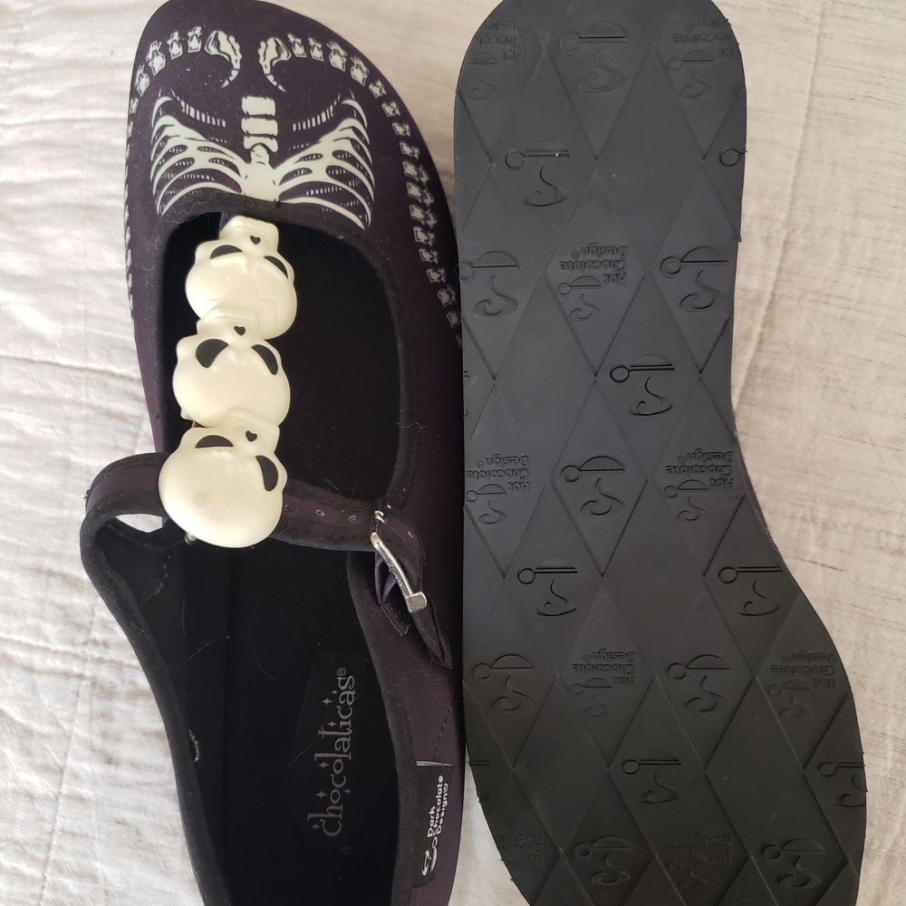 Chocolaticas Skeleton Mary Jane Flats - Black - Picture 2 of 3